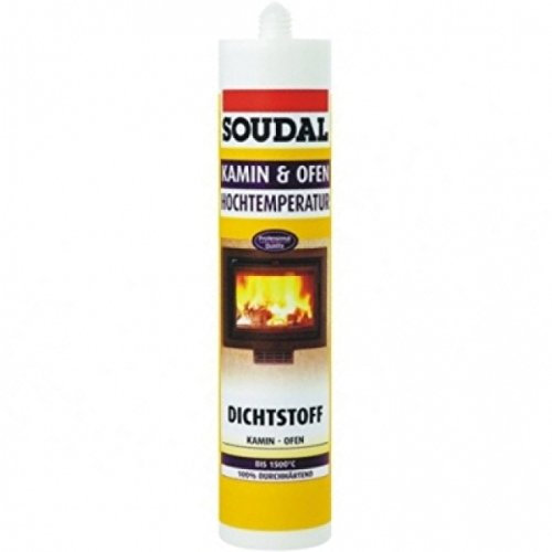 Soudal Kamin & Ofen, extrem hitzebeständige Abdichtungspaste auf Natriumsilikat-Basis, 300ml Kartusche, Farbe: Schwarz