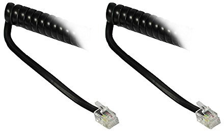 TPFNet Cavo Spiralato per Cornetta Telefonica RJ10 / 4P4C Nero, 2 Metri