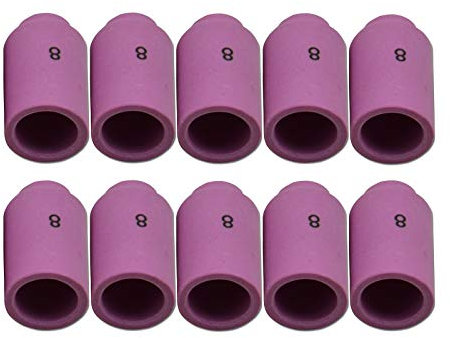 RIVERWELD Accessoires de Chalumeau de Soudure TIG - Gobelets Céramiques de Buse en Alumine 13N12 8# Orifice 12,5mm - Adaptés pour PTA SR DB WP 9 17 18 20 25 26 - Pack de 10