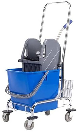 Cubo Profesional clásico Clim Profesional de 25 litros con Ruedas y Prensa. Carro Profesional con Robusta Estructura metálica, Prensa y Cubo de 25 LTS para fregado fregonas industriales