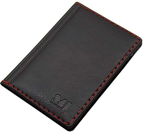 myledershop Elegante Tarjetero para Tarjeta de crédito y Tarjeta de Visita diseños (Diseño 4 / Negro)