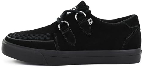 T.U.K. Creeper Sneakers pour Homme & Femme – Chaussures à Lacets en Daim avec Semelle à Mémoire de Forme – Style Punk, Gothique, Rockabilly et Alternatif - Black Suede, EU 41