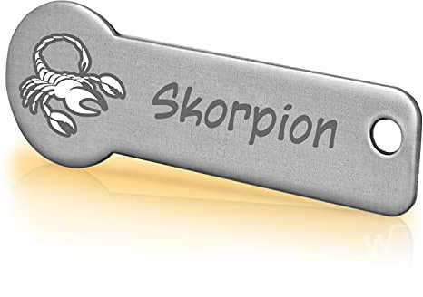 Einkaufswagenlöser ® Code24 Sternzeichen Skorpion/Schlüsselanhänger Einkaufschip mit Schlüsselfundservice/Abziehbarer Einkaufswagenchip Metall, Chip Einkaufswagen, Key Finder / 1 Stück