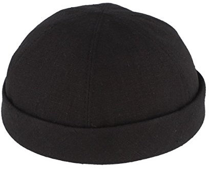 Bullani Sommer Docker-Cap Dockermütze Seemannsmütze aus 100% Leinen – Made IN Germany – Schwarz - Gr- 62