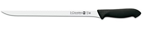 3 CLAVELES Proflex - Cuchillo Jamonero de 30 cm, Acero Inoxidable, Mango Negro, Cortar Finas lonchas jamón