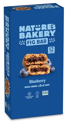 Nature's Bakery Whole Wheat Fig Bars, Blueberry, Real Fruit, Vegan, Non-GMO, Snack bar, Twin packs- 12 count