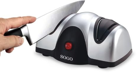 Sogo Afilador Cuchillos Eléctrico Profesional con Piedra Sapphirite - Máquina Afilar Cuchillos Profesional Ideal para Cuchillos de Cocina - Afilador de Cuchillos Arcos con Pies Antideslizantes