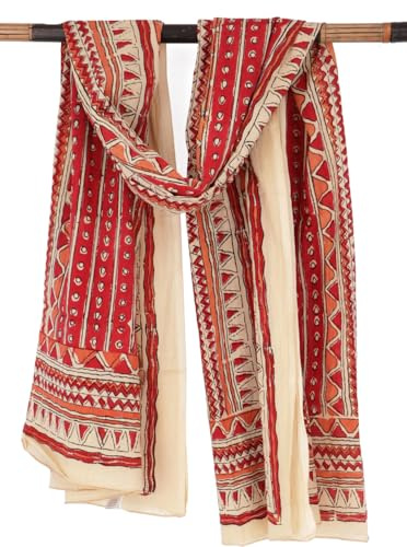 Guru-Shop, Panno Sottile, Pareo, Appeso al Muro, Gonna a Portafoglio, Abito da Sarong, Rosso Combinazione 28, Cotone, Dimensione Indumenti:One Size, 190x120 cm, Panni Stampati