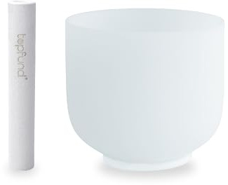 TOPFUND 432Hz D Note Crystal Singing Bowl Sacral Chakra 8 inch with Suede Mallet