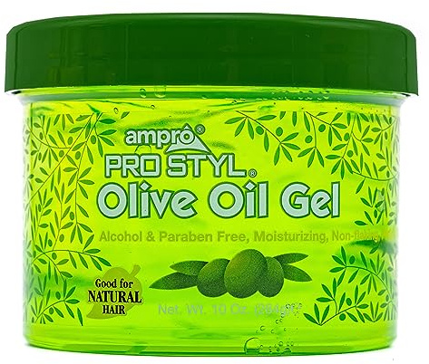 Ampro Pro Styl Protein Styling Gel - Moisturizes and Defines Strands - Helps Protect and Hydrate, Tames and Adds Shine without Weighing Down Tresses - Alcohol and Paraben Free - Olive - 10 oz