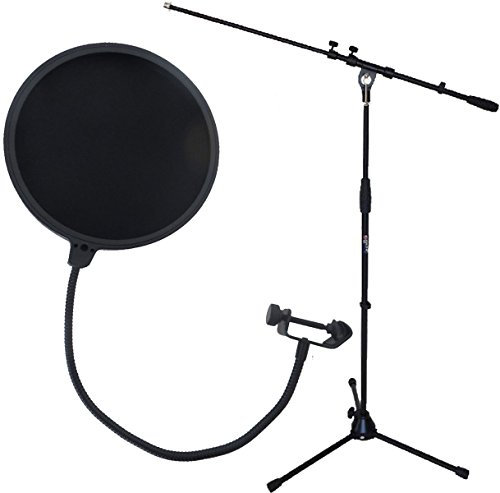 keepdrum MS106 Mikrofonständer Stativ + EMH019 Popschutz 2-lagiger Nylonschirm Popfilter Popkiller