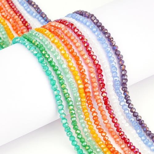 PH PandaHall 1230~1270pz Perline di Vetro Sfaccettato Perline Cristallo Sfaccettato, 3.5-4mm Perlina di Cristallo Distanziatori per Braccialetti Collane Orecchini Gioielli Fai Da Te, Foro: 0.5mm