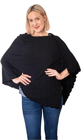 Bamboobies Nursing Cover for Breastfeeding - Ultra-soft, Lightweight - Multi-use - One Size, Black Poncho.