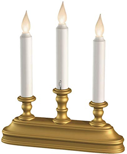 Xodus Innovations FPC1530B Battery Operated LED Window Candelabra, Plastic Gold Base, Warm White Light