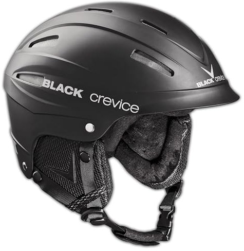BLACK CREVICE Ischgl Casco de esquí I Casco esquí a Prueba de Golpes con diseño Deportivo Hombre y Mujer I Casco de Snowboard y esquí Transpirable I Tamaño (S = 55-56 cm, Negro)