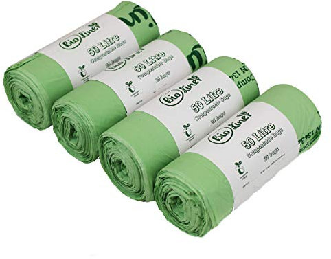 Lot de 100 sacs de 50 litres - Biobag - Sacs à compost pour poubelle de cuisine - Sac déchets alimentaires - Avec guide de compostage (français non garanti)