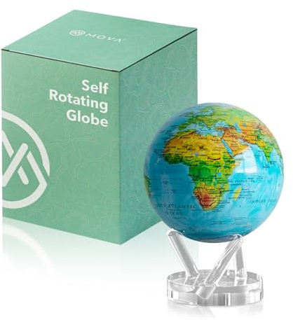 MOVA Globe - Ocean Blue Relief Signature (6) | Solar-Powered Rotating World Globe with Terrain Detail | No Batteries or Cords | Elegant Desk Décor or Educational Gift