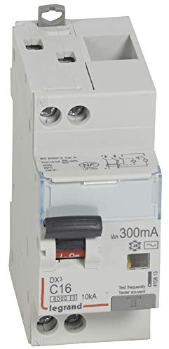 Legrand 410813 DX³6000 - Disyuntor diferencial (10 kA, salida alta y baja con tornillo, U+N 230 V, 16 A, tipo AC, 300 mA