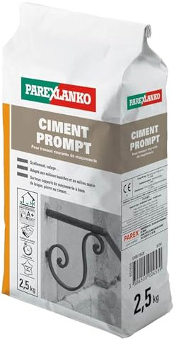Parexlanko - Ciment Prompt - Gris - Confection de mortier à prise rapide - Tous supports de maçonnerie - Adapté en milieux humide et marin - 2,5kg