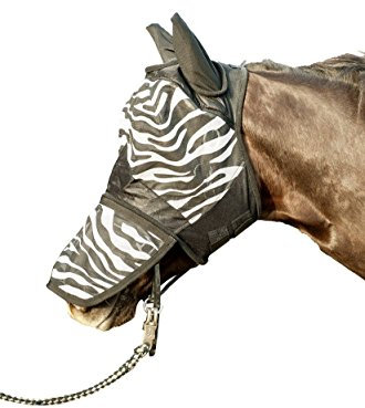 HKM Fliegenschutzmaske -Zebra- mit Nüsternschutz, weiß/schwarz, Vollblut