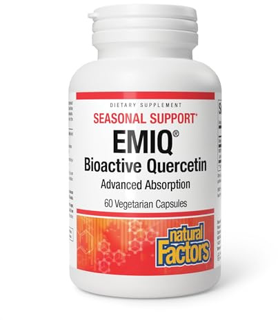 Natural Factors Bioactive Quercetin EMIQ - Immunity Support Supplement with Vitamin C - Quercetin for Upper Respiratory & Heart Health - 60 Vegetarian Capsules (60 Servings)