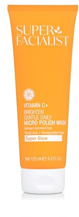 Super Facialist Vitamin C Gentle Daily Micro Polish Face Wash - Exfoliating Cleanser for Sensitive Skin, Removes Impurities, Biodegradable Beads, Vegan Friendly 125ml