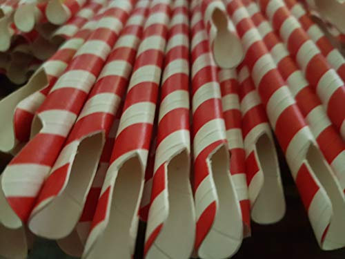 Paper Spoon Scoop Straws for Smoothies, Slushies, Ice Cones, Snow Cones, Juice, Milkshakes (Pack of 100)