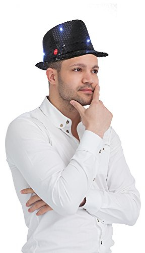 Dress Up America Sombrero Fedora con Luces LED Intermitentes para Adultos – Sombrero Fedora LED para Conjunto de Disfraz y Juegos de Rol