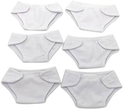 Baby Whitney Toy Doll Diapers 6 Pack, Choose Color (White)