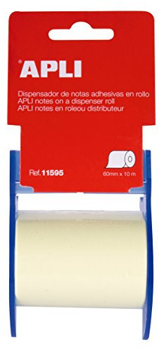 Apli 11595 - Distributeur de notes adhésives repositionnables - 60 mm x 1 m - Couleur : jaune 48800
