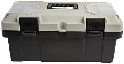 Vogue Knife Box 45 cm, Black & Grey, Strong Plastic Box, Holds Large Numbers of Knives (Sold Separately), Size: 455x240x210 mm, Removable Interior Tray, Lockable with Padlock (Not Included), CF701