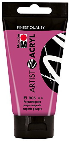 Marabu 12200002905 - Artist Acryl purpurmagenta 75 ml, feine Acrylfarbe in Künstlerqualität, auf Wasserbasis, pastose Konsistenz, hoch pigmentiert, sehr gute Brillanz und Deckkraft