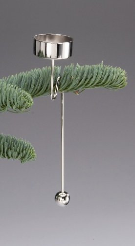 Glorex 6 7021 701 Kerzenhalter für Weihnachtsbaum, 20 cm, 1 Stück für Stövchen, silberfarben