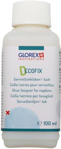 GLOREX 6 3100 101 Decofix Serviettenkleber 100 ml Serviettenlack, Kleber, Mehrfarbig, 3.7 x 4.2 x 10.5 cm