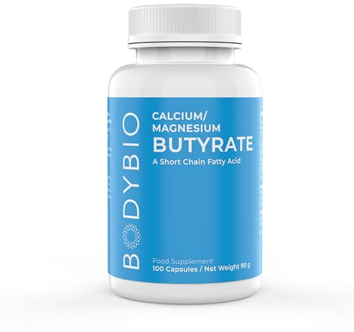 BodyBio Butyrate - Postbiotic for Gut Health, Digestive Support, Bloat, Gas & Constipation Relief, Leaky Gut Repair - Calcium, Magnesium + Butyric Acid Supplement for GI Wellness