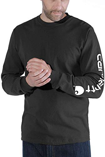 Carhartt Homme Signature Sleeve Logo Long-sleeve T-shirt T shirt, Noir, XXL EU