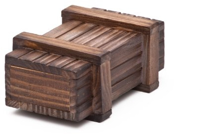 Casa Vivente Scatola Magica in Legno Scuro per Regali in Denaro, Gioco Rompicapo, Confezione con Trucchetto, ca. 10,5 x 6,5 x 4 cm