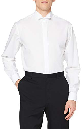Chemise business Seidensticker pour homme - Coupe ajustée - Infroissable - Col à rabat - Manches longues - Poignets à revers - 100 % coton