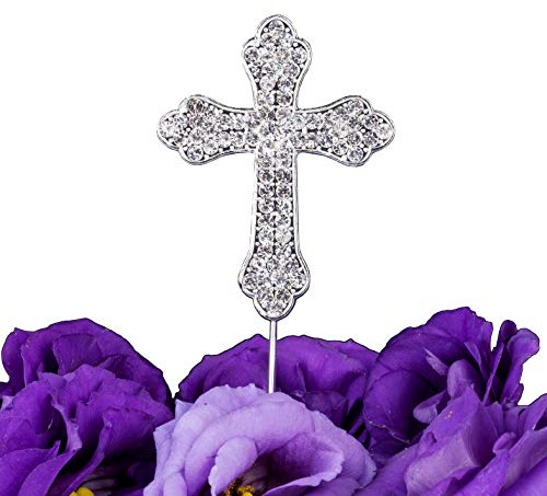 LOVENJOY Presentförpackning kors strass kristall tårta topp topp för bröllop religiös baptism kristening första nattvarden bekräftelse (5,8 cm bred) av LOVENJOY