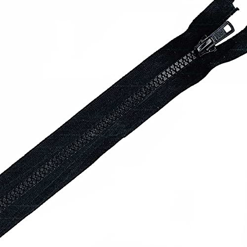Plush Addict Heavy Duty Chunky Plastic Open-Ended Zip Fasteners for Sewing, Crafts, Clothing and Accessories - Black - 24 (61cm)