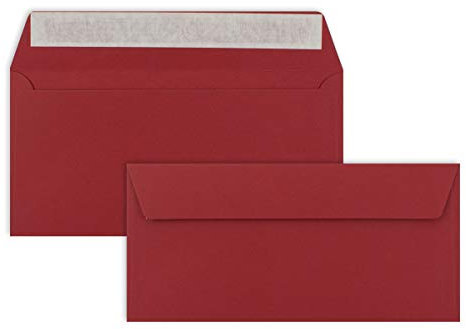 50 Brief-Umschläge DIN Lang - Dunkel-Rot - 110 g/m² - 11 x 22 cm - sehr formstabil - Haftklebung - Qualitätsmarke: FarbenFroh by GUSTAV NEUSER