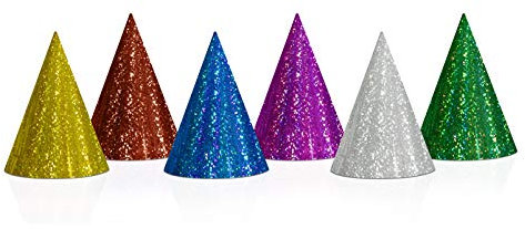 Partyhüte Hologramm 20er Set Glitzer Effekt 16cm Party Hütchen Partyhut Silvester Hüte Geburtstag Generique - 20 bunte Partyhüte