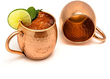 Zap Impex Moscow Mule Kupferbecher – 2er-Set – 100% handgefertigte, lebensmittelechte Becher aus reinem massivem Kupferfass – 16 oz hochwertiges Cocktail-Kupferglas