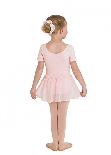 Ballettanzug aus Baumwolle, ROSA, Kurzarm, mit langem Voile-Röckchen Gr.4-6