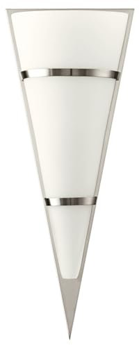 EGLO Wandlampe Pascal 1, Wandleuchte innen, Stahl in nickel-matt, Glas satiniert in weiss E14 Fassung