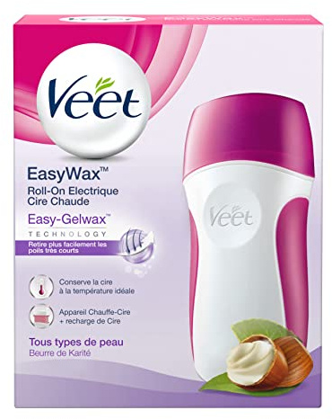 Veet EasyWax Roll On - Chauffe Cire Electrique - Bras et Jambes - Beurre de Karité - Inclus une Recharge 50ml