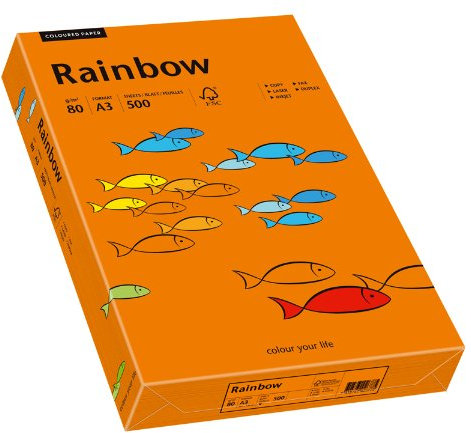 Papyrus 88042456 Drucker-/Kopierpapier farbig, Bastelpapier: Rainbow 80 g/m², A3, 500 Blatt, intensiv-orange