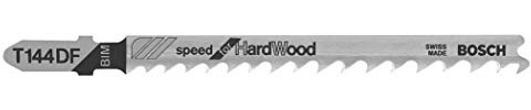 Bosch T144DF 5-Piece 4 In. 6 TPI Speed for Hardwood T-Shank Jig Saw Blades
