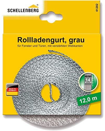 Schellenberg 41202 Roller Shutter Belt 14 mm x 12 m Mini System Roller Shutter Belt Webbing Strap Grey