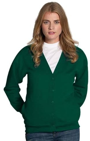 Miss Chief Ladies Fleece Cardigan Long Sleeve Sweatshirt - Warm & Thick! (Sizes: S, M, L, XL, XXL) Bottle Green